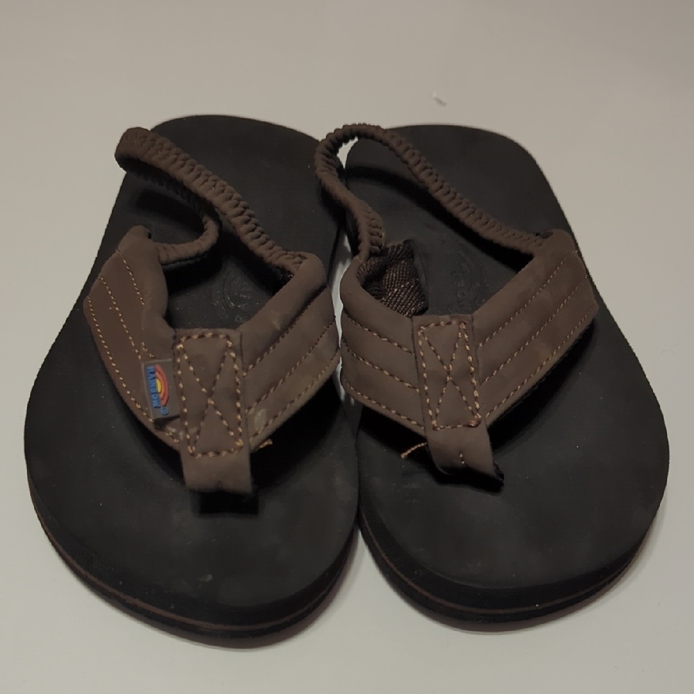 Rainbow Brown Flip Flops with Braided Straps